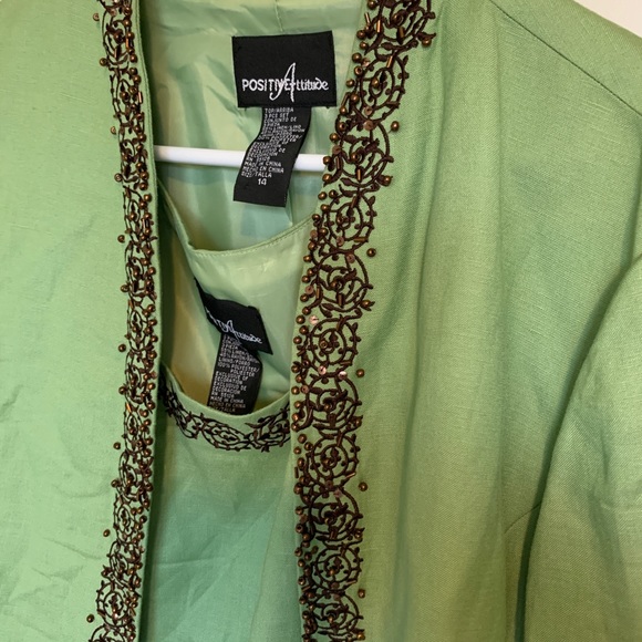 Green Beaded Tank and Jacket Set - Picture 3 of 11